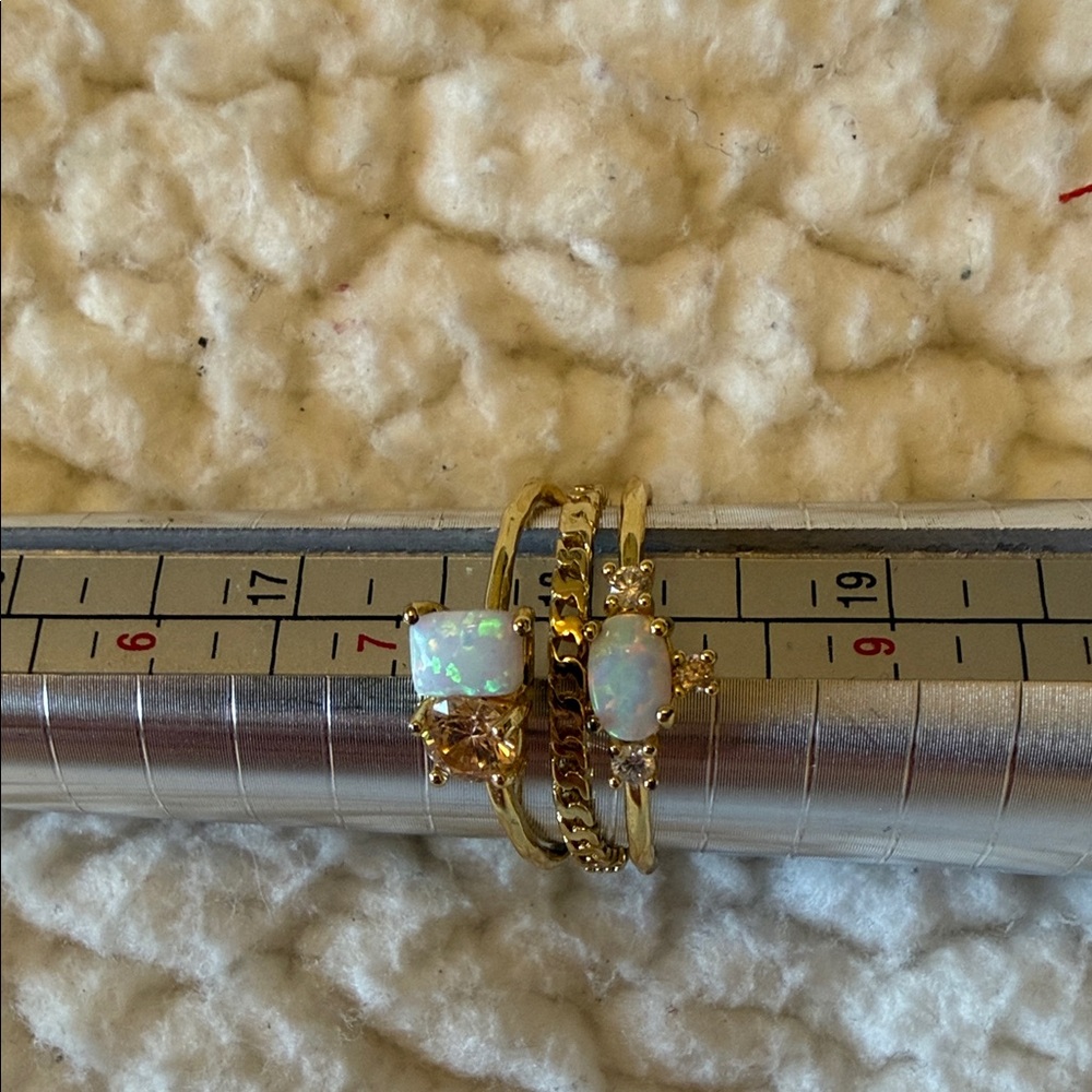Gold Opal Stackable Ring Set - Women Jewelry